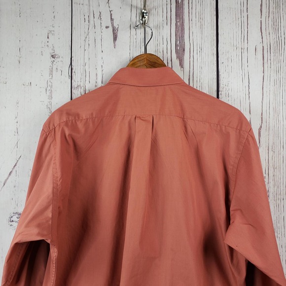 Bergamo New York Dress Shirt Mens Size Large 16/16.5 32/33 Long Sleeve Orange - Picture 4 of 9